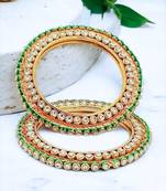 Rajputi gold plated kundan 2pc bangle kada