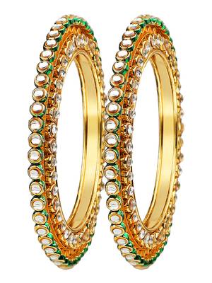 Rajputi gold plated kundan 2pc bangle kada 2