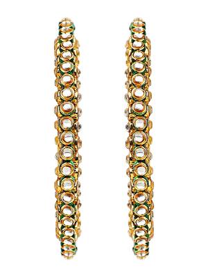 Rajputi gold plated kundan 2pc bangle kada 3