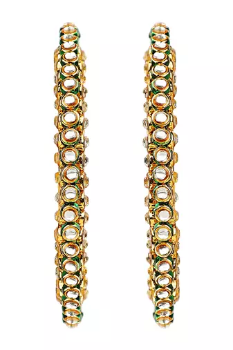 Rajputi gold plated kundan 2pc bangle kada