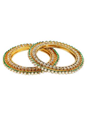 Rajputi gold plated kundan 2pc bangle kada 4