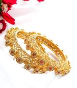 Maharani collection gold plated 2pc pearl gokhru bangle kada
