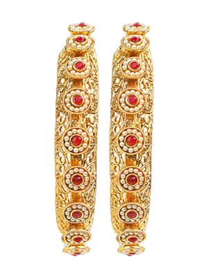 Maharani collection gold plated 2pc pearl gokhru bangle kada 3