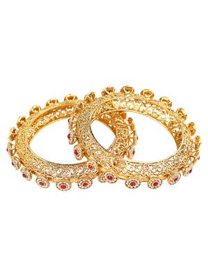 Maharani collection gold plated 2pc pearl gokhru bangle kada 4