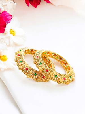 Gold plated maharani style 2pc bangle kada 1