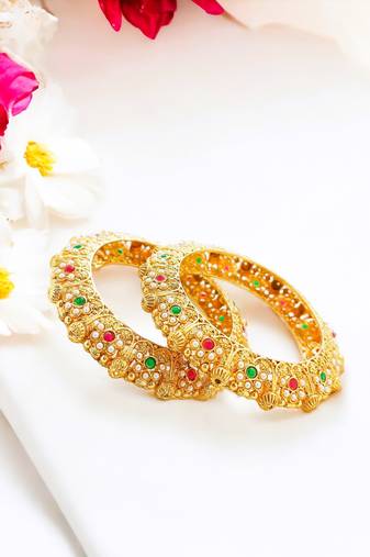 Gold plated maharani style 2pc bangle kada