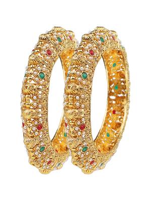Gold plated maharani style 2pc bangle kada 2