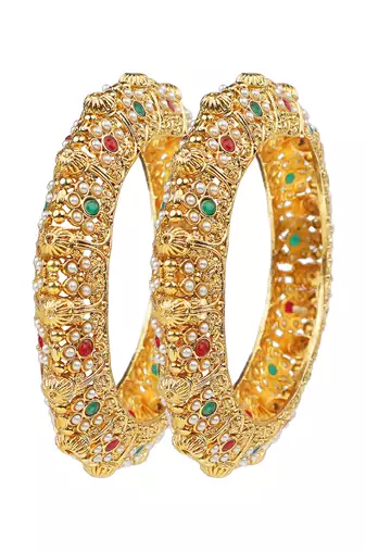 Gold plated maharani style 2pc bangle kada