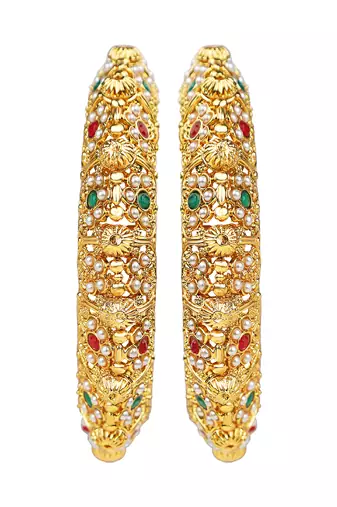 Gold plated maharani style 2pc bangle kada