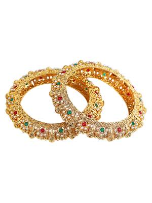 Gold plated maharani style 2pc bangle kada 4