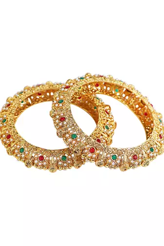 Gold plated maharani style 2pc bangle kada