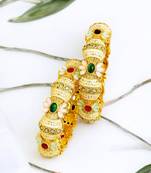 Enamel gold plated floral fusion 2pc bangle