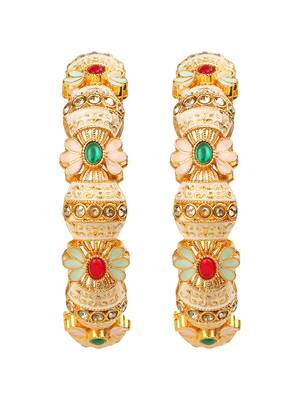 Enamel gold plated floral fusion 2pc bangle 3