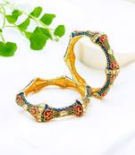 Hexagonal kundan meenakari 2pc bangle