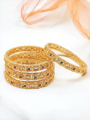 Gold plated kundan meenakari  2pc bangle 1