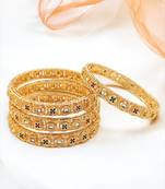 Gold plated kundan meenakari  2pc bangle