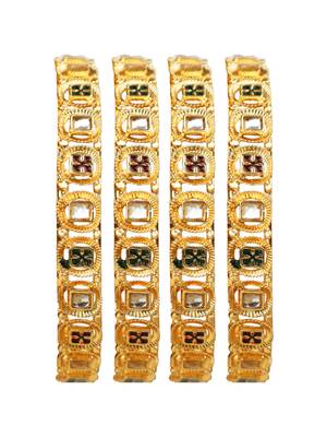 Gold plated kundan meenakari  2pc bangle 3