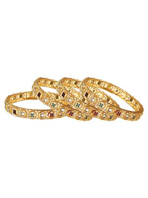 Gold plated kundan meenakari  2pc bangle 4