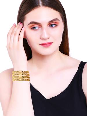 Gold plated kundan meenakari  2pc bangle 5