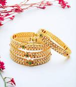 Gold plated traditional 4pc pearl cz stone bangle