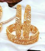 Gold plated filigree leaf design 4pc bangle
