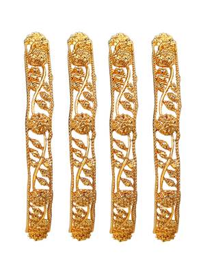 Gold plated filigree leaf design 4pc bangle 3