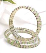 Silver plated crystal mint green and pink 4pc bangle set