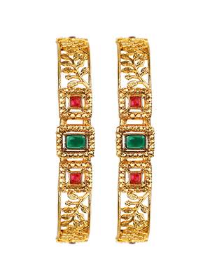 Gold plated filigree polki 2pc bangle 3