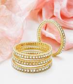 Rectangular kundan gold plated 4pc bangle