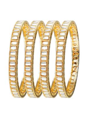 Rectangular kundan gold plated 4pc bangle 2