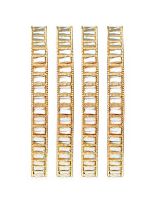 Rectangular kundan gold plated 4pc bangle 3