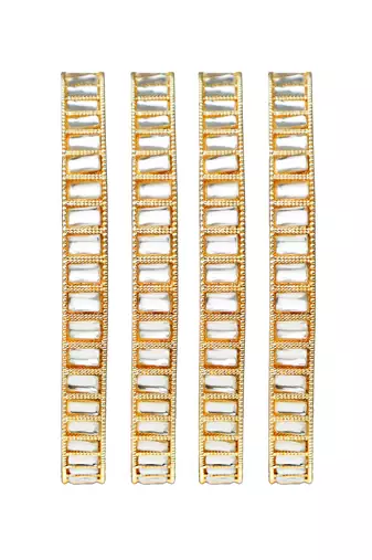 Rectangular kundan gold plated 4pc bangle