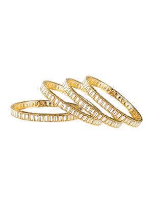 Rectangular kundan gold plated 4pc bangle 4