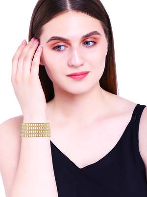 Rectangular kundan gold plated 4pc bangle 5