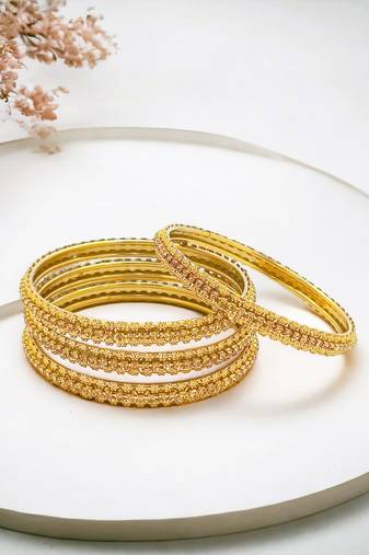 Antique gold plated cz stone 4pc bangle