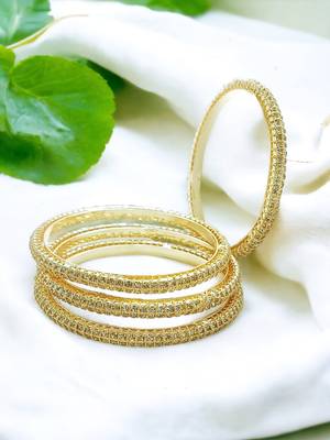Glimmering gold plated cz stone 4pc bangle 1