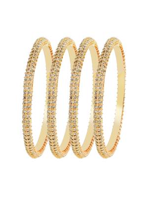 Glimmering gold plated cz stone 4pc bangle 2