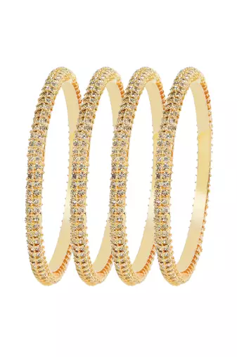 Glimmering gold plated cz stone 4pc bangle