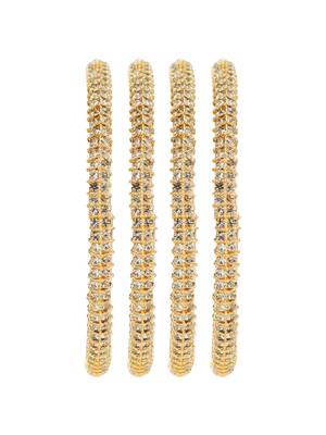 Glimmering gold plated cz stone 4pc bangle 3