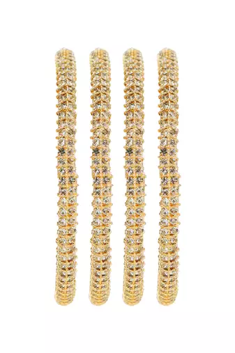 Glimmering gold plated cz stone 4pc bangle