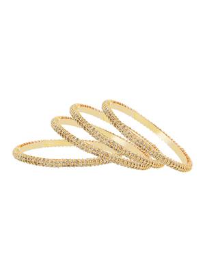 Glimmering gold plated cz stone 4pc bangle 4