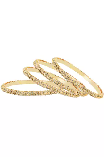 Glimmering gold plated cz stone 4pc bangle