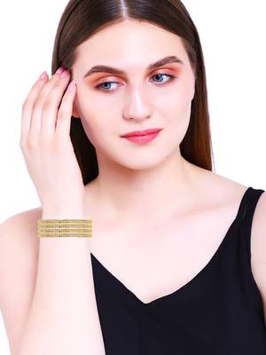 Glimmering gold plated cz stone 4pc bangle 5