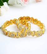 Rajwadi style gold plated cz stone 2pc kada bangle