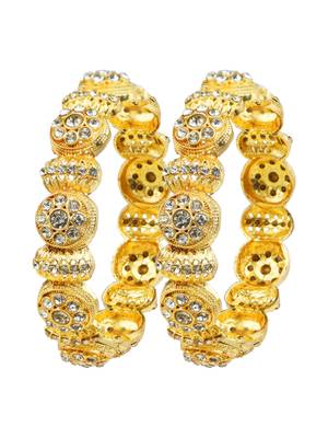 Rajwadi style gold plated cz stone 2pc kada bangle 2