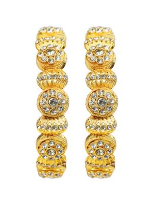Rajwadi style gold plated cz stone 2pc kada bangle 3