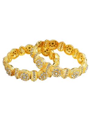 Rajwadi style gold plated cz stone 2pc kada bangle 4