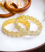 Circular gold plated kundan cz stone 2pc kada bangle
