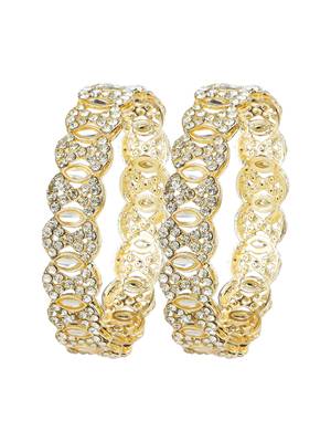 Circular gold plated kundan cz stone 2pc kada bangle 2