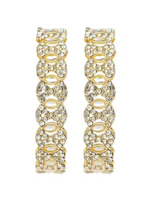 Circular gold plated kundan cz stone 2pc kada bangle 3
